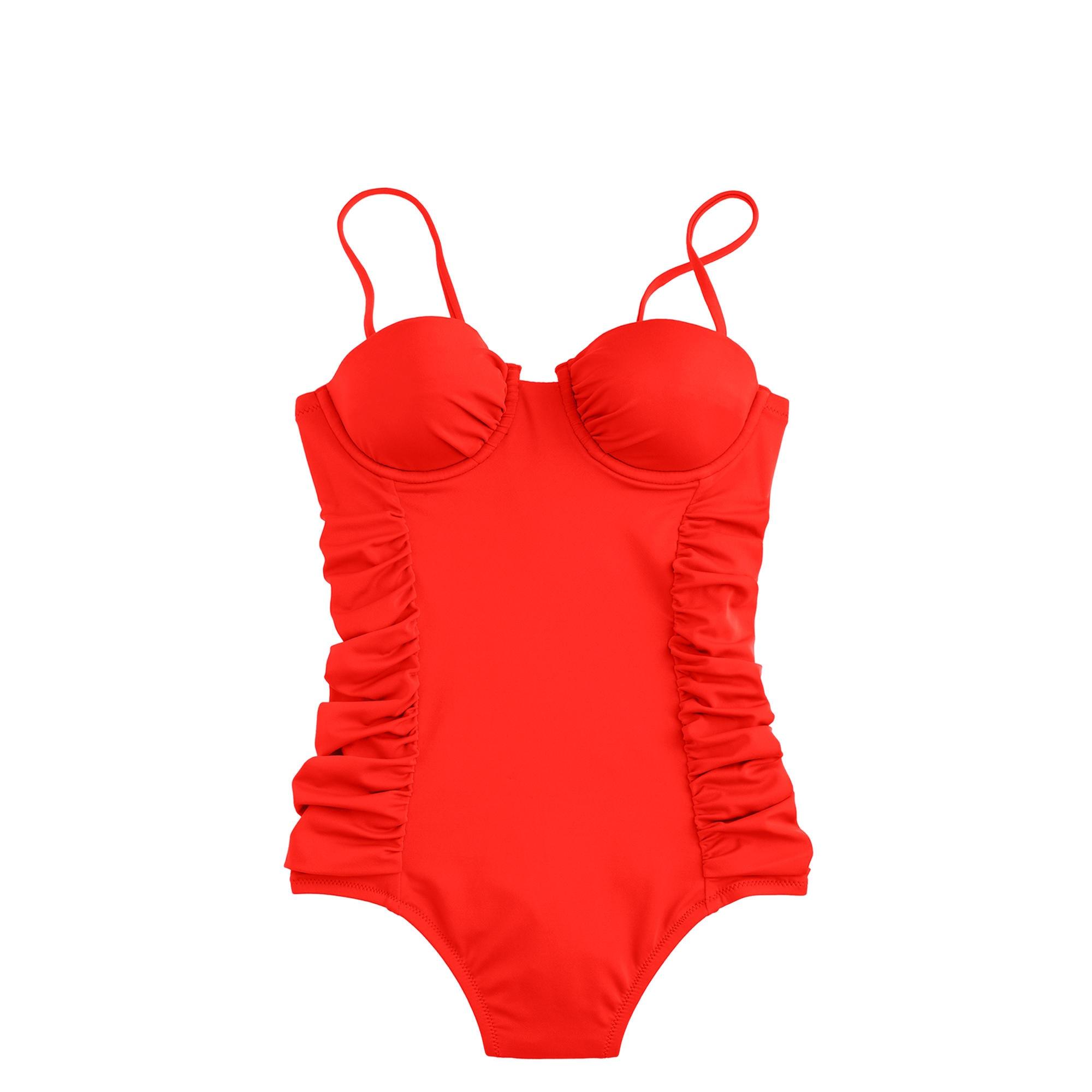 J.Crew Long Torso Ruched Underwire Onepiece Swimsuit in Red Lyst